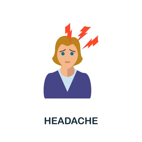 Ikona Bólu Głowy Prosta Ilustracja Kolekcji Chorób Zdrowotnych Monochromatyczna Ikona — Wektor stockowy