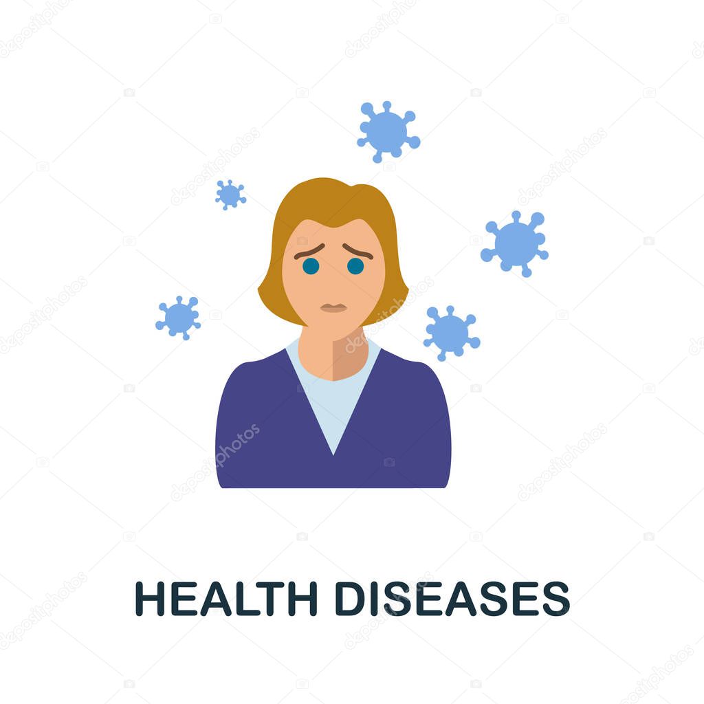 Health Diseases icon. Simple illustration from health diseases collection. Monochrome Health Diseases icon for web design, templates and infographics.