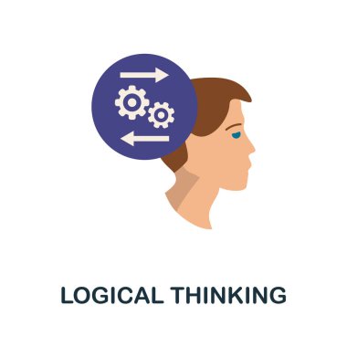 Mantıklı düşünme ikonu. Kişilik koleksiyonundan basit bir illüstrasyon. Web tasarımı, şablonlar ve bilgi grafikleri için tek renkli mantıksal düşünme simgesi.