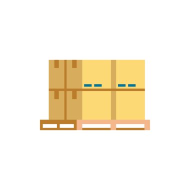 Kargo ikonlu palet. Şablon, web tasarımı ve bilgi grafikleri için Kargo simgesiyle tek renkli basit Palet