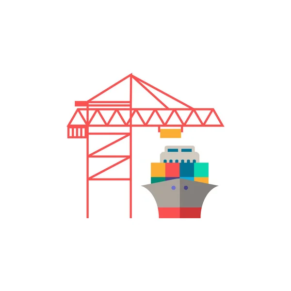 Port Crane ikon. Egyszerű elem a kikötői gyűjteményből. Creative Port Crane ikon web design, sablonok, infografikák és így tovább — Stock Vector