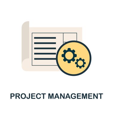 Proje Yönetimi simgesi. Proje yönetimi koleksiyonundan basit bir çizim. Web tasarımı, şablonlar ve bilgi grafikleri için monokrom Proje Yönetimi simgesi.