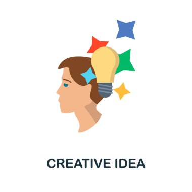 İtibar yönetimi koleksiyonundan yaratıcı bir ikon. Şablonlar, web tasarımı ve bilgi grafikleri için basit satır elemanı yaratıcı fikir sembolü.