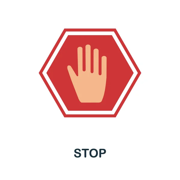 Stop Flat Icon Simple Illustration Protest Collection Monochrome Stop Icon — Stock Vector