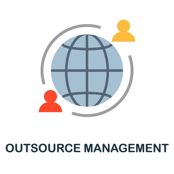 Outsource Management Icono Plano Colección Gestión Reputación Símbolo Gestión Externalización — Vector de stock