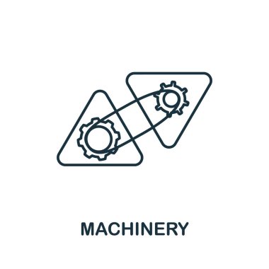 3D yazdırma koleksiyonundan makine simgesi. Şablonlar, web tasarımı ve bilgi grafikleri için basit çizgi makine simgesi.