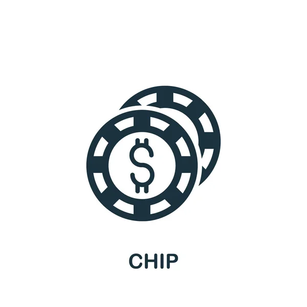 Chip Ikonen Enkel Illustration Från Kasino Samling Monokrom Chip Ikon — Stock vektor