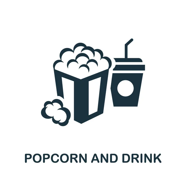 Popcorn Drink Icône Illustration Simple Collection Cinéma Icône Monochrome Popcorn — Image vectorielle