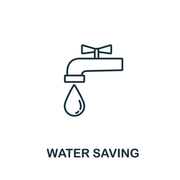Víztakarékos Ikon Tiszta Energia Gyűjtés Egyszerű Vonal Elem Víztakarékos Szimbólum — Stock Vector
