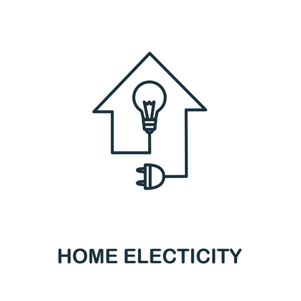 クリーンなエネルギー収集からホーム電気アイコン シンプルなライン要素テンプレート ウェブデザインやインフォグラフィックのためのホーム電気シンボル — ストックベクタ