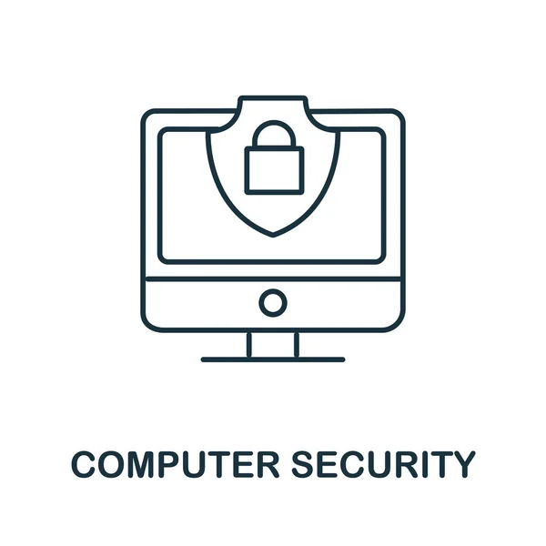 Ícone Segurança Computador Coleção Segurança Cibernética Linha Simples Ícone Segurança — Vetor de Stock