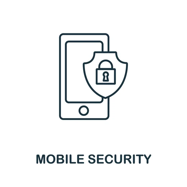 Mobil Säkerhetsikon Från Cybersäkerhetsinsamling Enkel Linje Mobile Security Ikon För — Stock vektor