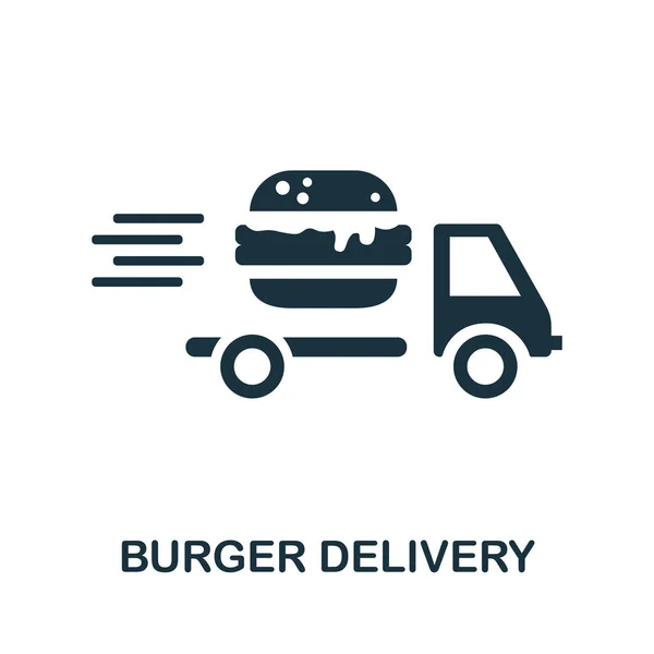 Ícone Entrega Hambúrguer Ilustração Simples Coleção Entrega Monocromático Burger Entrega — Vetor de Stock