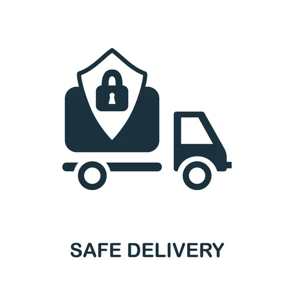 전달의 아이콘 삽화입니다 Monochrome Safe Delivery Icon Web Design Template — 스톡 벡터