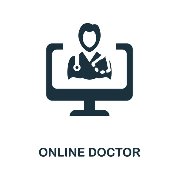 Ikona Lekarza Online Prosta Ilustracja Cyfrowej Kolekcji Zdrowia Monochromatyczna Ikona — Wektor stockowy