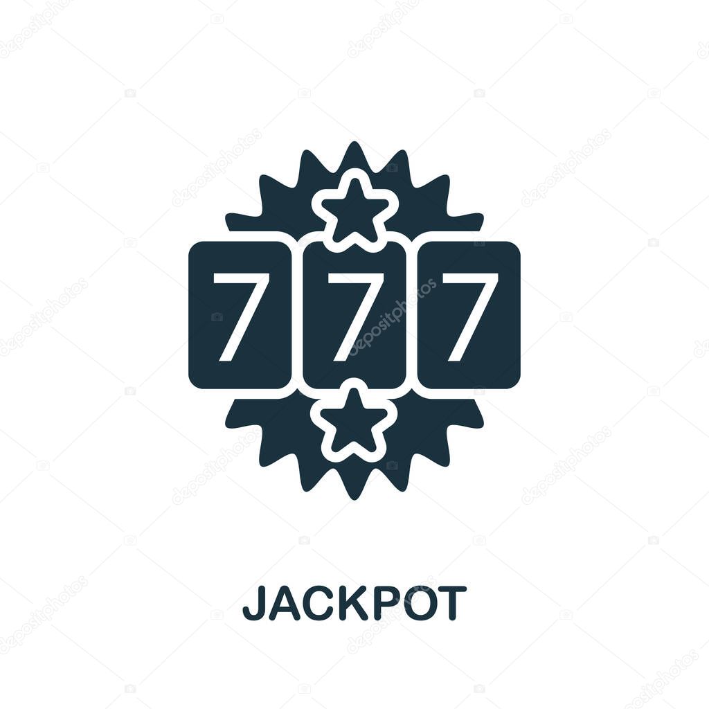 Jackpot icon. Simple illustration from casino collection. Monochrome Jackpot icon for web design, templates and infographics.