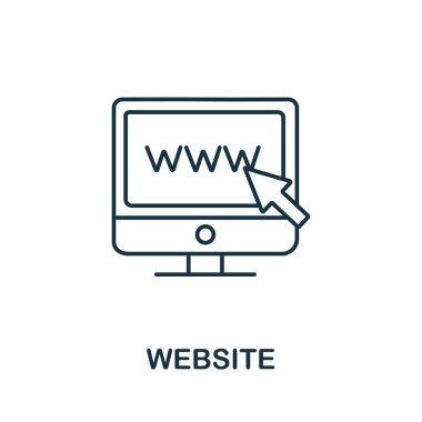 Dijital pazarlama koleksiyonundan web sitesi simgesi. Şablonlar, web tasarımı ve bilgi grafikleri için basit satır ögesi web sitesi sembolü.