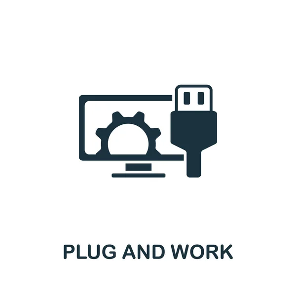 Icona Plug Work Della Collezione Digitalizzazione Linea Semplice Plug Work — Vettoriale Stock
