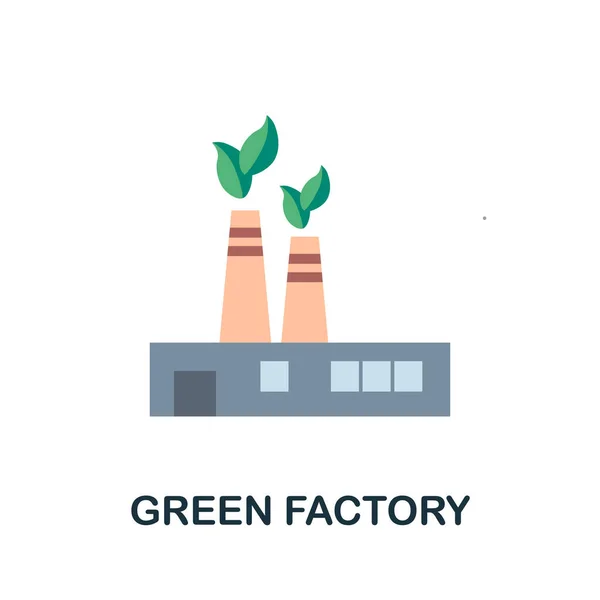 Зеленая Фабрика Простая Иллюстрация Коллекции World Иконка Monochrome Green Factory — стоковый вектор