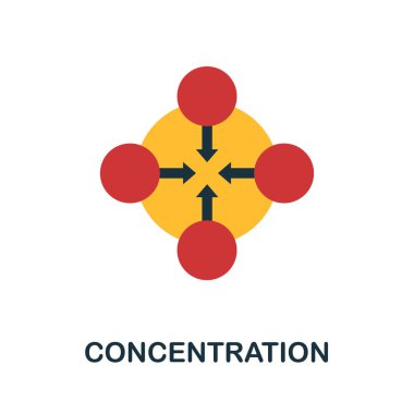 Konsantrasyon düzlüğü simgesi. Kök eğitim koleksiyonundan renkli vektör ögesi. Web tasarım projesi, şablonlar ve bilgi grafikleri için yaratıcı konsantrasyon simgesi.