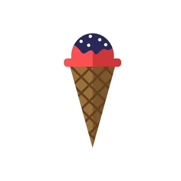 Конус Мороженого Плоская Икона Цветной Заполненный Векторный Элемент Летней Коллекции — стоковый вектор
