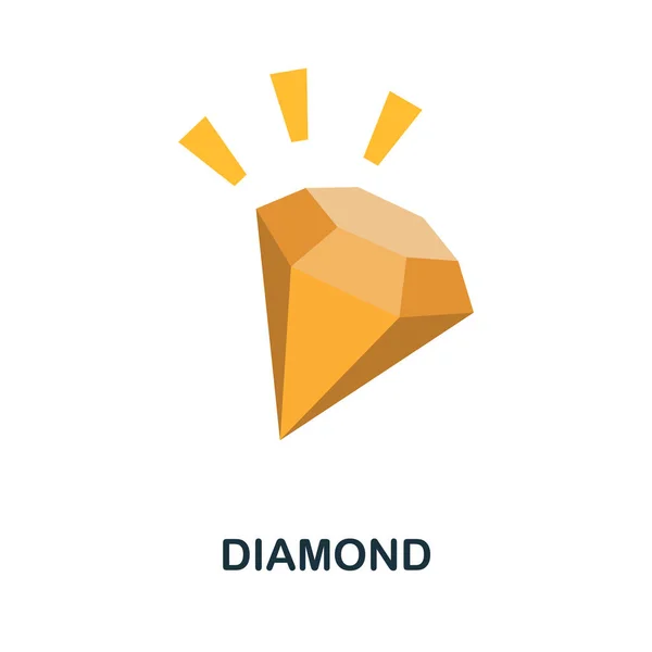 钻石扁平图标 彩色填充向量元素从婚礼集合 用于网页设计项目 模板和信息图形的创意钻石图标 — 图库矢量图片
