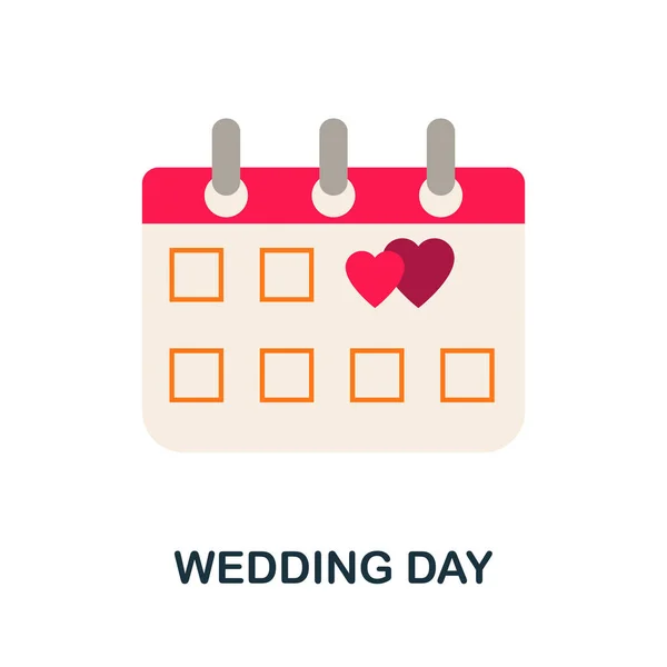 Wedding Day Flat Icon Colored Filled Vector Element Wedding Collection — Stock Vector