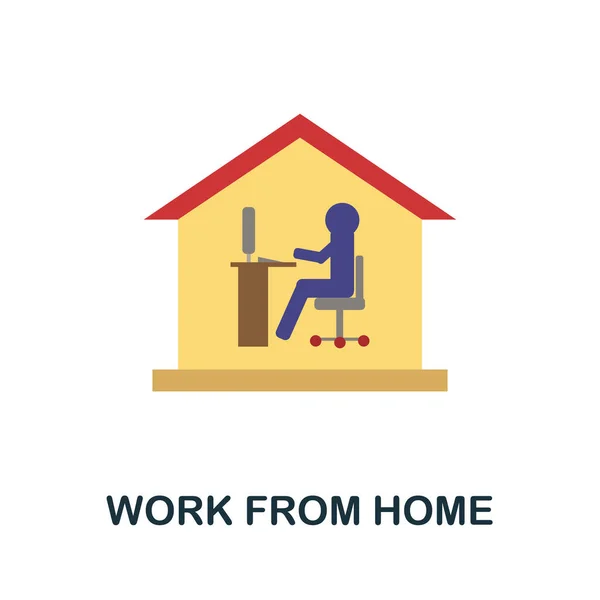 Icona Work Home Flat Lavoro Elemento Colori Pieno Simbolo Familiare — Vettoriale Stock