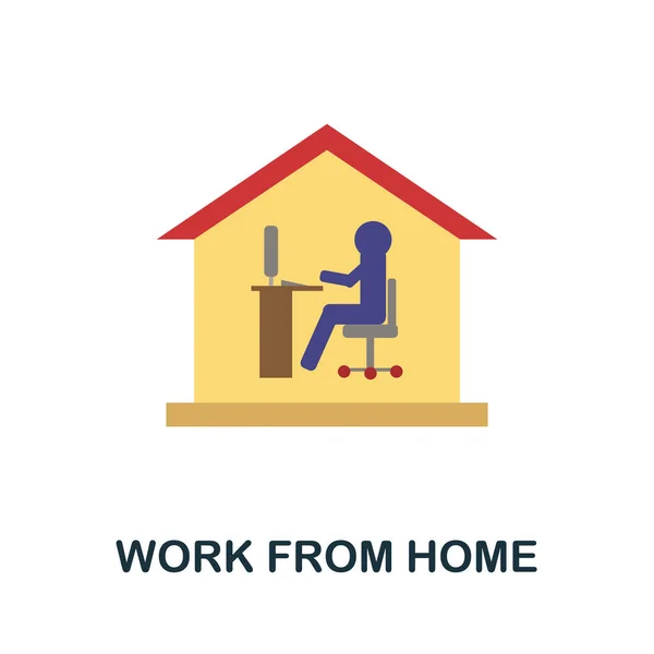 Icône Plate Work Home Élément Couleur Rempli Fonctionne Partir Symbole — Image vectorielle