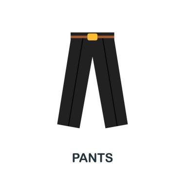 Pantolon düz simge. Giysi koleksiyonundan renkli vektör ögesi. Web tasarım projesi, şablonlar ve bilgi grafikleri için yaratıcı pantolon simgesi.