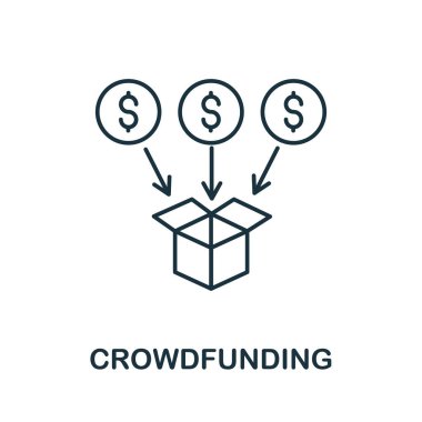Kitle fonlama ikonu. Fintech koleksiyonundan yaratıcı basit bir sembol. Şablonlar, web tasarımı ve bilgi grafikleri için satır destekleyici simge.