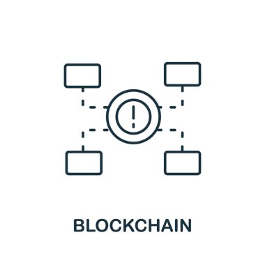 Blockchain simgesi. Fintech koleksiyonundan yaratıcı basit bir sembol. Şablonlar, web tasarımı ve bilgi grafikleri için satır engelleme simgesi.