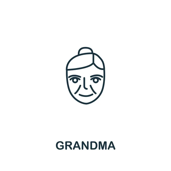 Икона Бабушки Коллекции Ухода Престарелыми Символ Бабушки Элемента Простой Строки — стоковый вектор