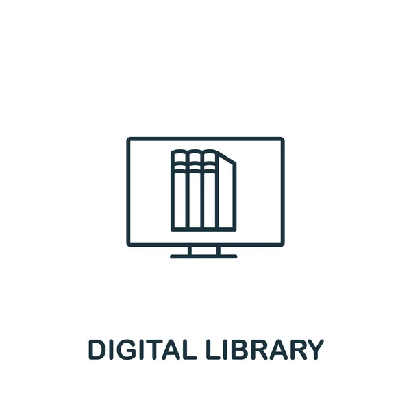 Digitala Biblioteksikonen Från Learning Samlingen Enkel Linje Element Digitalt Bibliotek — Stock vektor