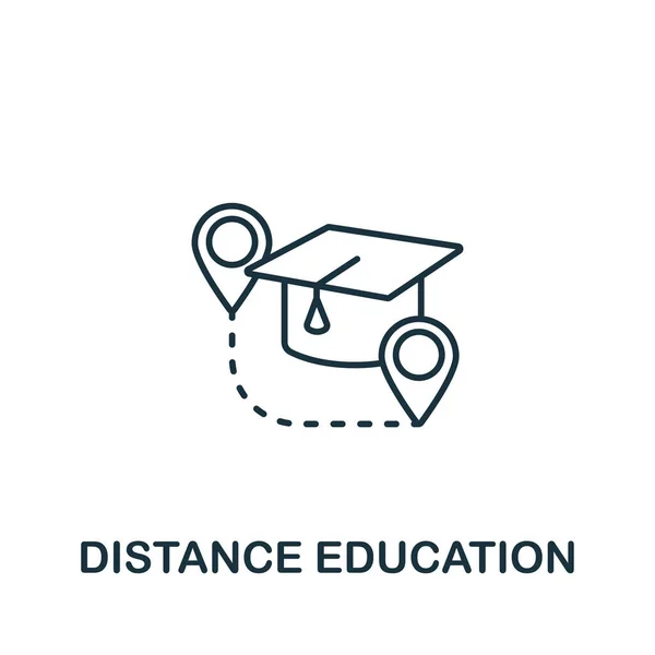 Distance Education Symbol Aus Der Learning Sammlung Einfaches Linienelement Distanzsymbol — Stockvektor