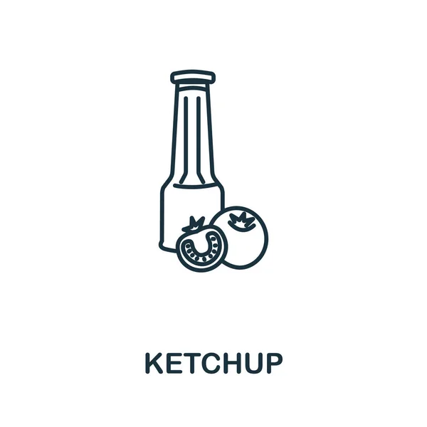 Ícone Ketchup Coleta Fast Food Elemento Linha Simples Símbolo Ketchup — Vetor de Stock