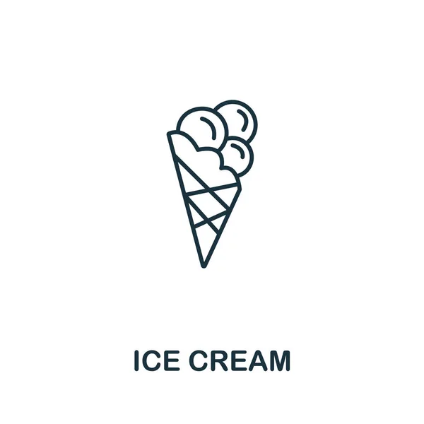 Icono Helado Colección Fastfood Elemento Línea Simple Ice Cream Símbolo — Archivo Imágenes Vectoriales