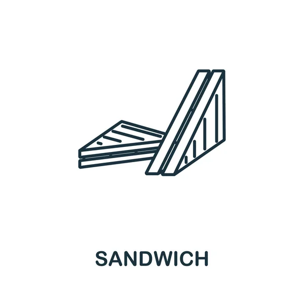 Ícone Sanduíche Coleta Fast Food Elemento Linha Simples Símbolo Sanduíche — Vetor de Stock