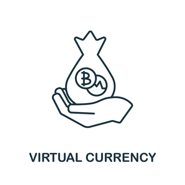 Virtual Currency Icon Creative Simple Symbol Fintech Collection Line Virtual — Stock Vector