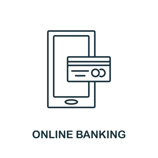Online Banking Icoon Creatief Eenvoudig Symbool Uit Fintech Collectie Line — Stockvector