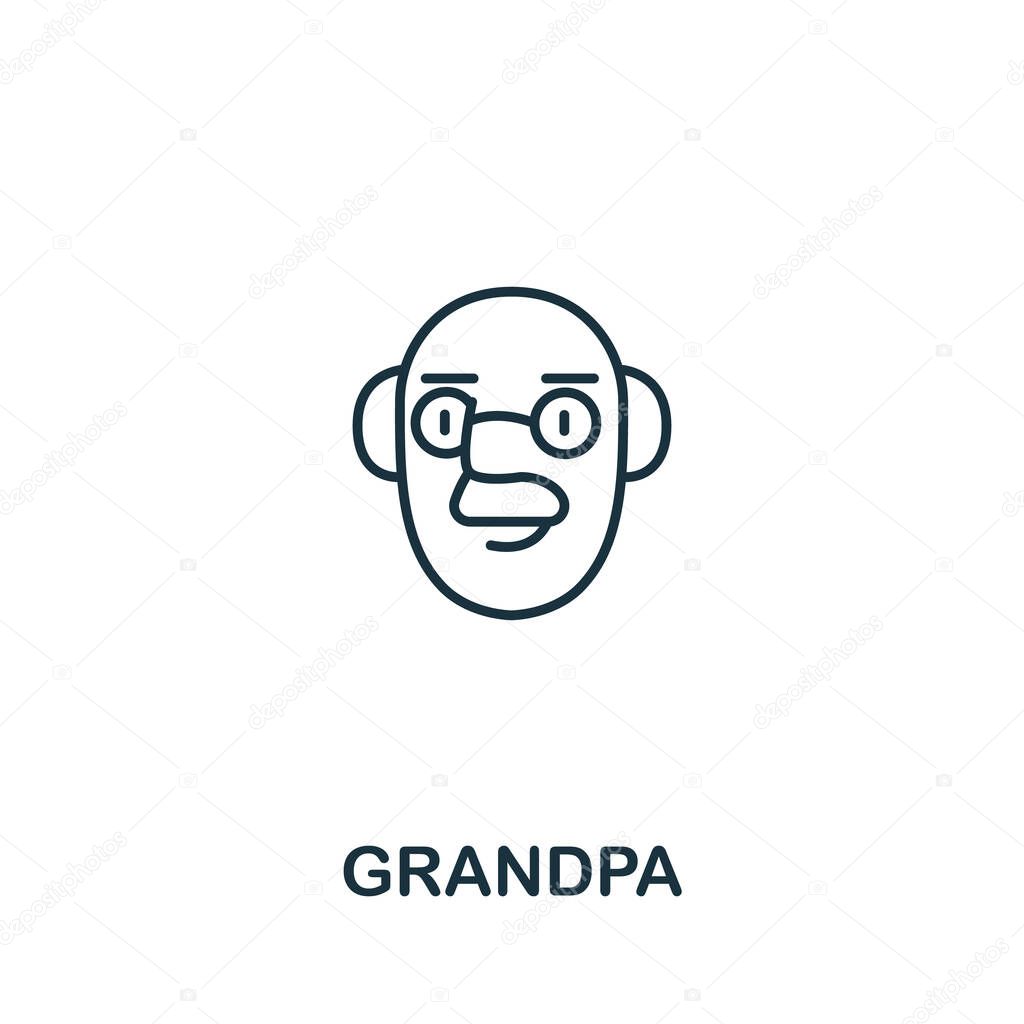 Grandpa icon from elderly care collection. Simple line element grandpa symbol for templates, web design and infographics.