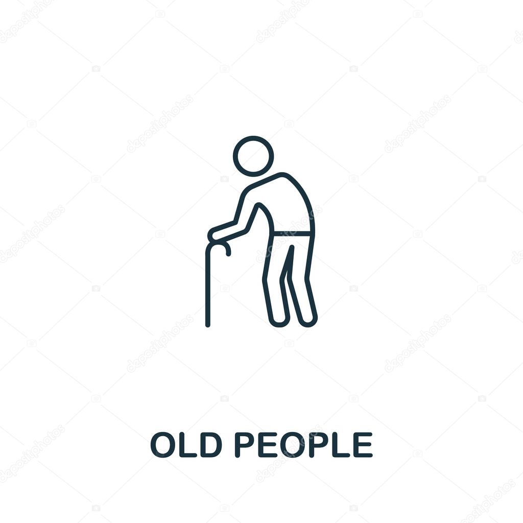 Old People icon from elderly care collection. Simple line element old people symbol for templates, web design and infographics.