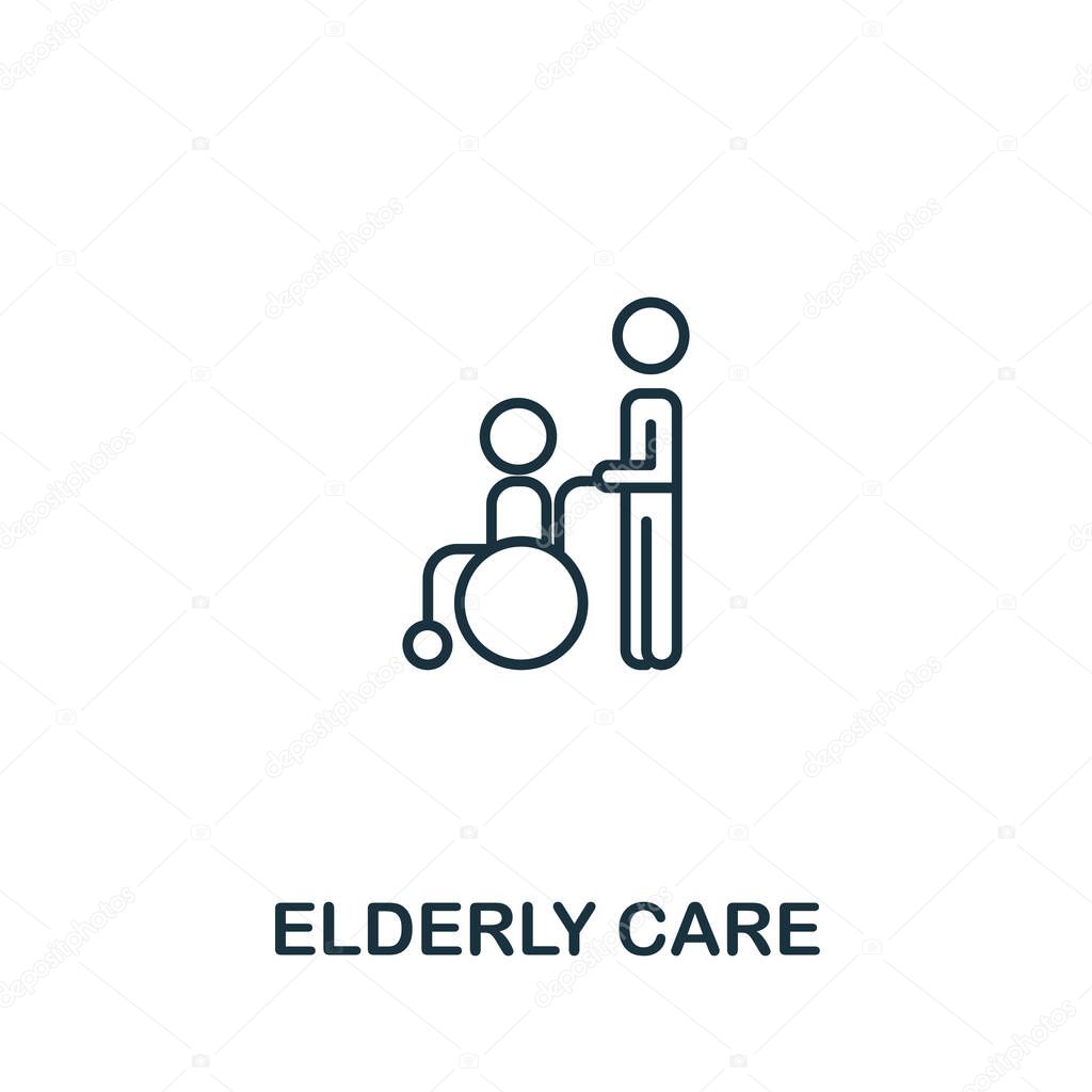 Elderly Care icon. Simple line element elderly care symbol for templates, web design and infographics.