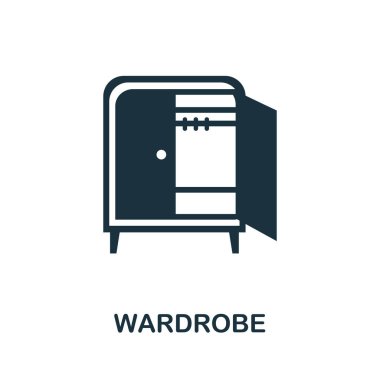 Kostüm ikonu. Mobilya koleksiyonundan basit bir çizim. Web tasarımı, şablonlar, bilgi grafikleri için yaratıcı Kostüm simgesi.