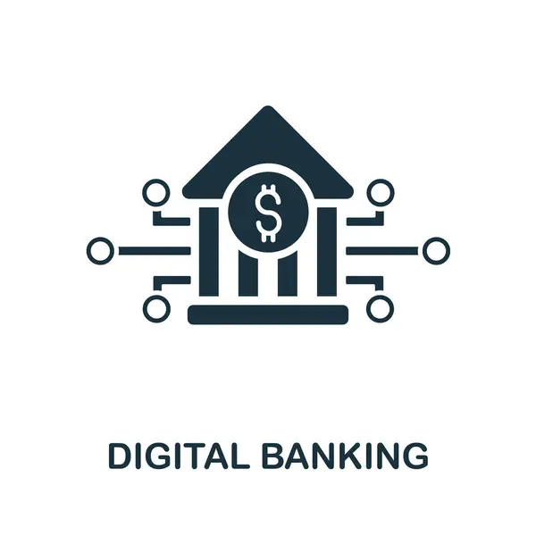 Digital Bankikon Enkel Illustration Från Fintech Branschkollektion Creative Digital Banking — Stock vektor