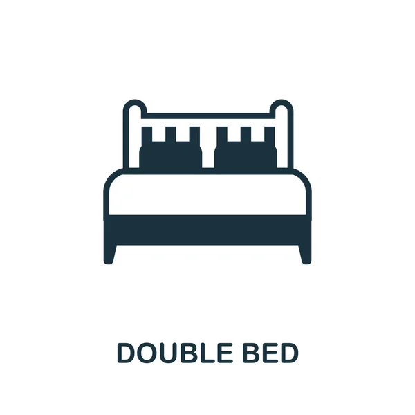 Ikona Double Bed Jednoduchá Ilustrace Sbírky Nábytku Ikona Creative Double — Stockový vektor