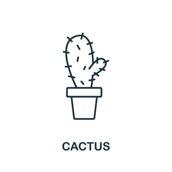 Icona Cactus Della Collezione Giardino Linea Semplice Icona Cactus Modelli — Vettoriale Stock