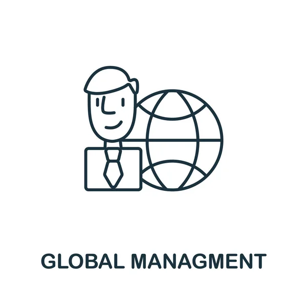 Ikona Global Management Globalnej Kolekcji Biznesowej Prosta Ikona Global Management — Wektor stockowy