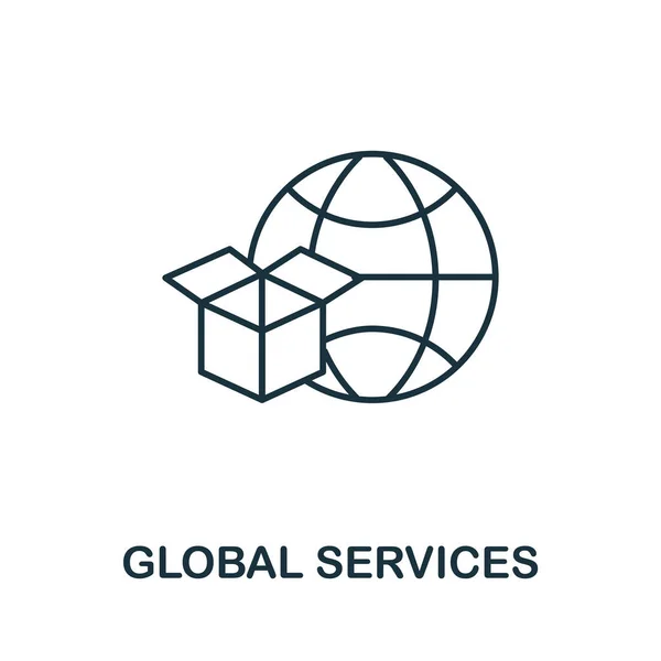 Значок Глобальних Сервісів Колекції Глобального Бізнесу Проста Лінія Global Services — стоковий вектор