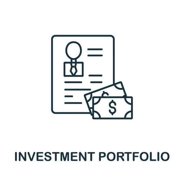 Ícone Portfólio Investimento Coleção Negócios Global Linha Simples Ícone Portfólio — Vetor de Stock